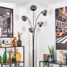 HOFSTEIN Fossobiubo Stehlampe Metall/Glas Schwarz/Chromfarben/Rauchfarben(Klar