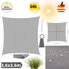 Sonnensegel Wasserdicht 3,6x3,6m Quadrat Grau Sonnenschutz Garten Camping