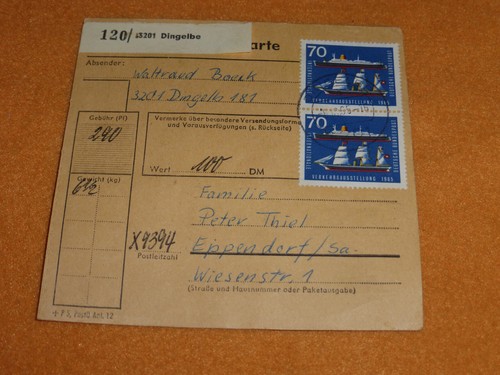 Bund paketkarte 1965 dingelbe - 1965,