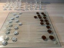 Glas Backgammon Spiel, Glas Brett, Glas-Schach-Figuren