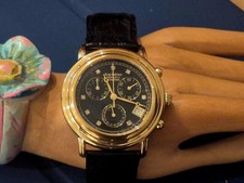 Krug-Baümen Herren Armbanduhr Quarzuhr Edelstahl vergoldet