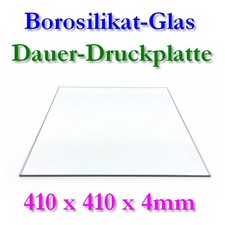 Borosilikatglas Druckbett 410x410 4mm Floatglas HH500 FORMBOT Raptor T-Rex