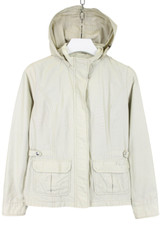 Woolrich John Rich & Bros Jacke Damen XL Elfenbein Reißverschluss Taschen Kapuze