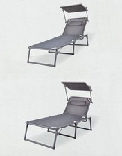 Zwei neuwertige Alu-Drei-Bein-Liegen Garten Sonnenliegen anthrazit BELAVI (ALDI)
