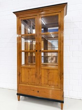 Vitrine Biedermeier Handpoliert Kirsche 3x Glas Schublade
