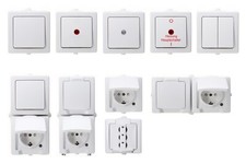 Kopp Nautic arktisweiß Schalter Steckdosen Taster Heizung Feuchtraum IP44 AP