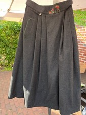 Wollrock lang Trachtenrock Schurwolle 40 42 Falten grau grün Oktoberfest Tracht 