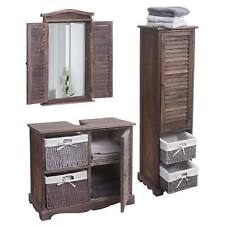 B-Ware Badezimmerset MCW-H20, Badmöbel-Set Hochschrank Wandspiegel shabby braun