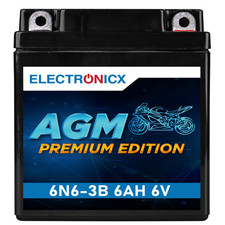 Electronicx 6N6-3B 6V 6Ah AGM Batterie – Wartungsfrei, Leistungsstark für Motorr