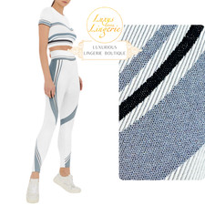 SHAPING STRIPES LEGGINGS by Wolford white blue black Sport Hose Glitzer Glanz wh