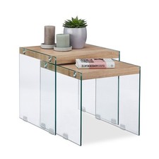 Satztisch 2er set Glas Ablagetisch 35 kg leicht Beistelltisch Set Deko Tisch 2er