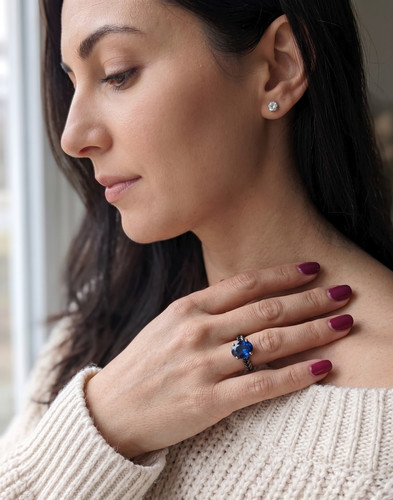 Blauer saphir ring 925 - saphir,