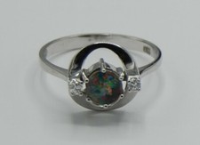 Weißgold Opal Solitär