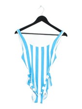 Einfarbiger & gestreifter Badeanzug mit hohem Beinausschnitt in Blau UVP 168£