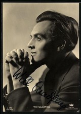 Will Quadflieg mit gefalteten Händen, Autograph, Ansichtskarte 