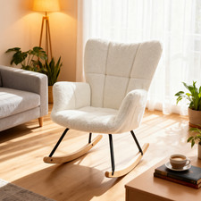 Teddystoff Schaukelstuhl Schaukelsessel Relaxsessel Stillsessel Armlehnensessel