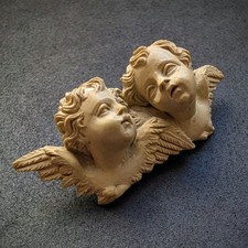 Brosche Lava Gestein Putto Engel Köpfe geschnitzt alt antik c. 1900