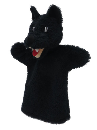 Handpuppe wolf schwarz 28cm - handpuppe,