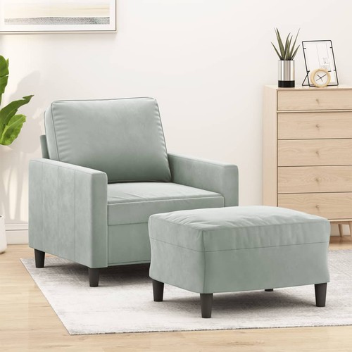 Vidaxl sessel mit hocker - hocker, creme
