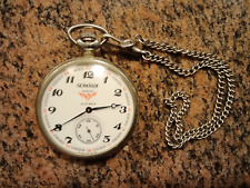 Taschenuhr, russisch, 1 Krone Handaufzug, mit Uhrenkette(4)