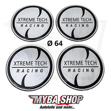 4x Silikon Aufkleber ∅= 64mm für Nabenkappen Embleme | Silber | Xtreme Tech
