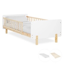 Kinderbett 90x200 mit Matratze Rausfallschutz Weiß Einzel Bett Holz Homestyle4u