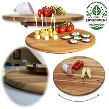 XL Holz Drehtablett Servierplatte 35-40cm Drehbar Serviertablett Tortenplatte