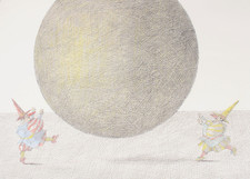 Paul FLORA (1922-2009) Der Gelbe Ball Offsetdruck Handsigniert 1991