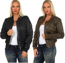 Damen Bomberjacke Flieger Pilotenjacke Biker; Kunstleder, XS S M