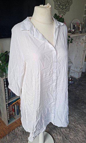 Long bluse viskose weiss 46 - bluse, gr.46