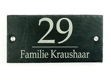 Hausnummer Türschild Namensschild Schiefer 15x30cm Gravur Name Alu Abstandhalter