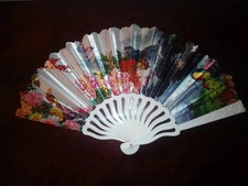 Fächer Pfau Blumen Seide