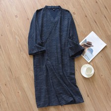 Herren Bademantel Baumwolle Gestreift Japanische Kimono Yukata Hausanzug Bequem