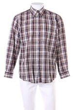 LORENZO CALVINO kariertes Button-down-Hemd M Braun off-white