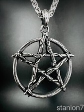 Wicca Pentagramm Stern Kreis Anhänger Edelstahl Kette Hexe Magie Schmuck 359A