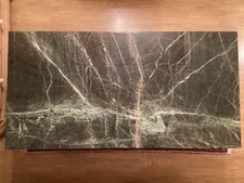 Wohnzimmertisch, Retro, mit Steinplatte und Holzfüßen, 120x60x55