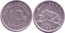 Kongo Zaire 10 Sengi 1967 Al