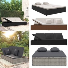 Sonnenliege Gartenliege Liegestuhl mit Auflagen Poly Rattan Balkonliege Liege