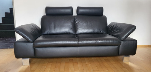 Schwarzes leder sofa - schwarzes,