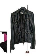 Schwarze Damen Lederjacke Gr. 40 Von HEINE im Bikerstyle