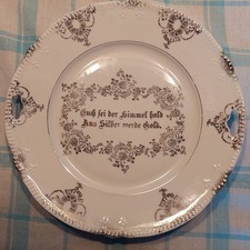 Zierteller zur Silberhochzeit Porzellan mit Silberdekor, durchbr. Rand, um 1920 