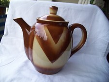 Bunzlau Kaffeekanne - 3 Liter - Keramik Steingut 1920/1949. braun, sehr selten