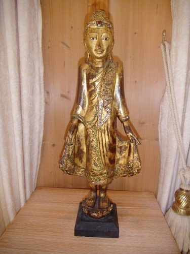 Buddha holz stehend antik - ",
