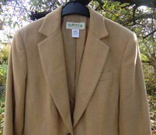 * TOP * Orvis Blazer Mantel Longjacket Schulterpolster Kamelhaar beige S 36 38