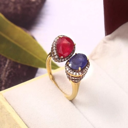Ruby saphir pave - ruby, ring