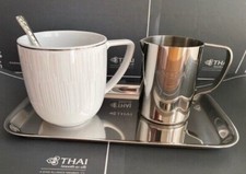 Thai Airways Royal Seide/Business Class Kaffee/Teebecher/Kanne/Tablett Set