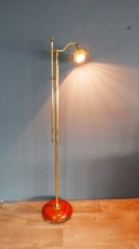 Messing Bankers Lamp Stehlampe Stehleuchte 80er ausziehbar, dimmbar, Holzfuß RAR