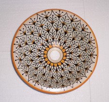 HANDBEMALTES KERAMIK HANDWASCHBECKEN * FES POTTERY * Orange & Weiß * 35 cm