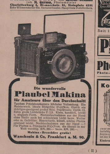 Histor reklame plaubel - histor., reklame: