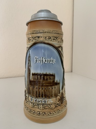 Bierkrug mit zinndeckel - bierkrug,